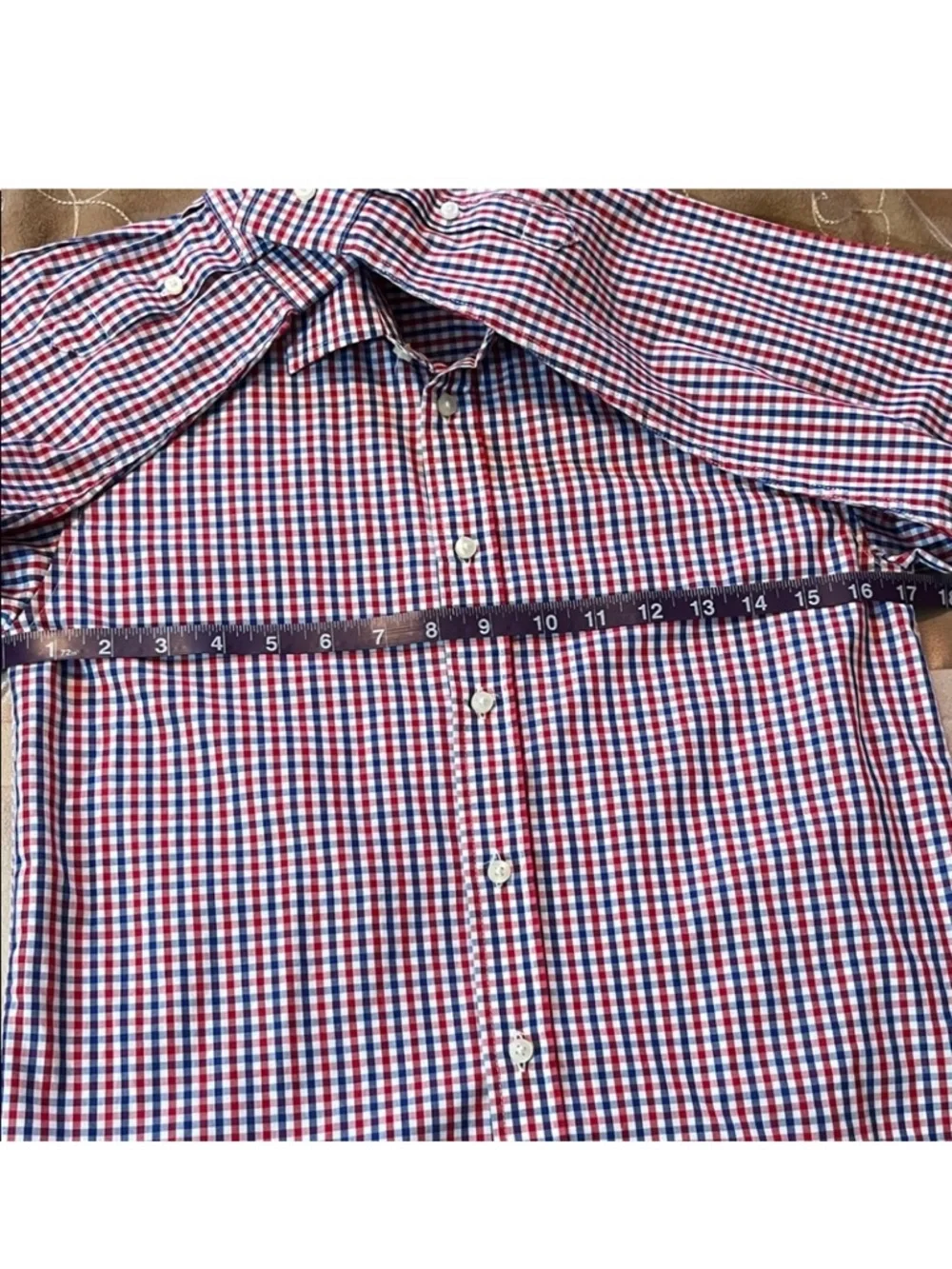 Tommy Hilfiger Boys Red Blue Gingham Dress Shirt - Long Sleeve Size 14